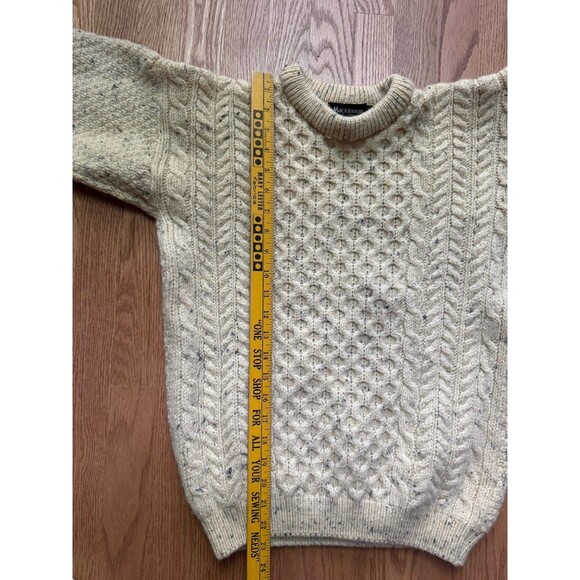 Mackinnon‎ Scotland Fisherman Sweater Women’s Large Cable Knit Wool Ivory Fleck - Picture 7 of 9